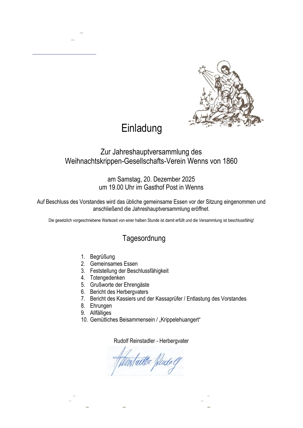 Vorschau Einladung Jahreshauptversammlung 2025